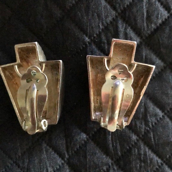 Vintage Sterling Silver Clip-On Earrings - Picture 3 of 7